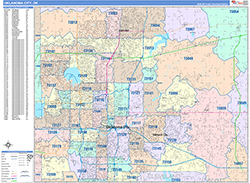 Oklahoma City Wall Map Color Cast Style 2026